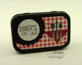 Dinner's on Us Gift Card Tin. Gift Card Tin. Gift Card Holder. Christmas Gift Card Tin.