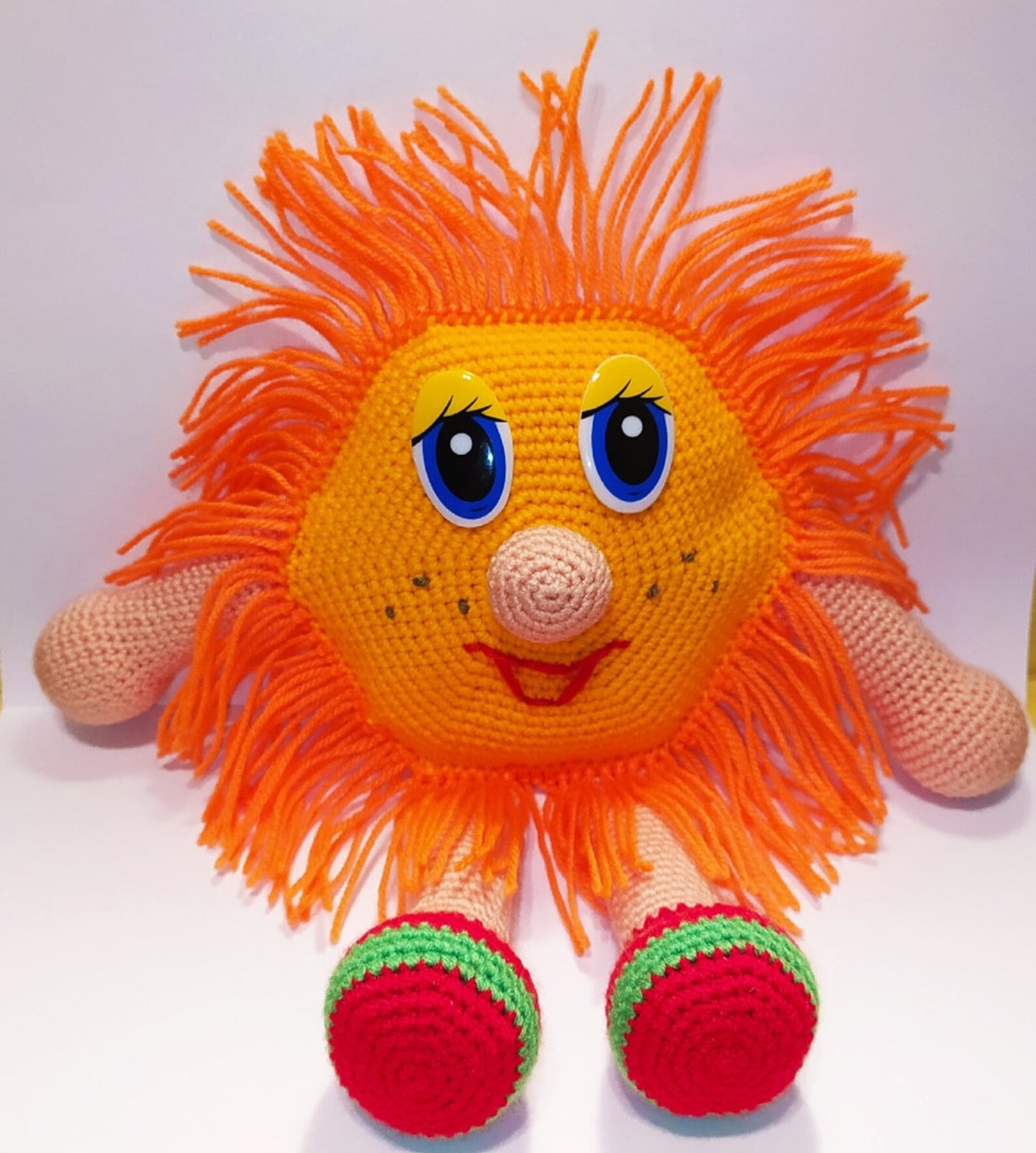 Funny sun Knitted toy sun Toy for interior decor Soft Etsy