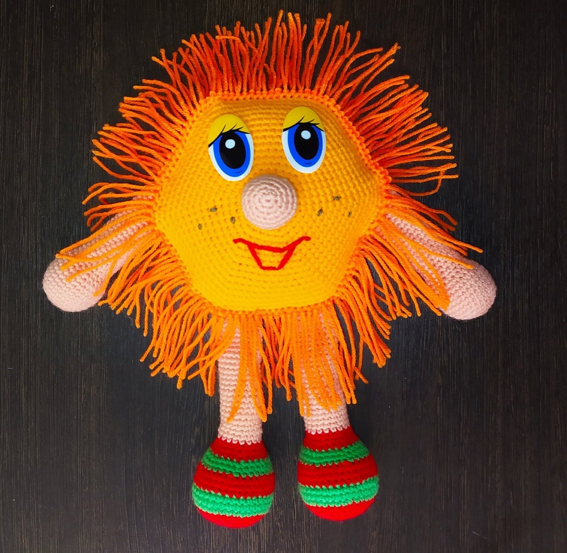 Funny sun Knitted toy sun Toy for interior decor Soft Etsy