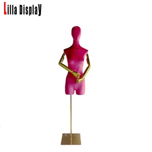 Adjustable Gold Base BIG PLUS SIZE Hot Pink Female Mannequin Dress Form Alessia