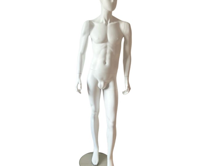 Full Body White Matt Abstract Face Standing Male Mannequin Fashion4