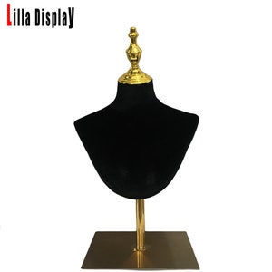 Jewlery Display Necklace Display Adjustable Silver Base Blue Velvet Female Mannequin Bust Form Juliet