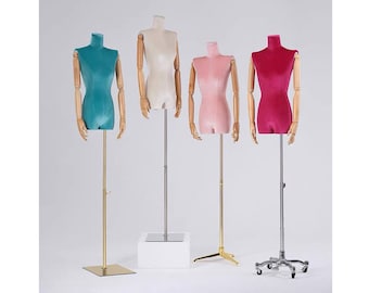 Custom 99 Colors Velvet Off Shoulder with Legs Female Mannequins Torso Dress Form Fiona