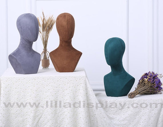 58colors Choice Suede Unisex Pinnable Mannequin Head With Shoulders Judy 