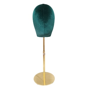 Adjustable Gold Base Emerald Green Color Velvet Female Mannequin Head Jessy
