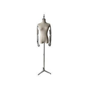 Lilladisplay Silver Tripod Base Silver Articulated Arms Linen Female Mannequin Dress Form Sandra
