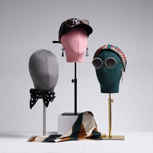 lilladisplay personalized 55 colors pinnable adjustable gold base abstract face suede velvet female mannequin head SL03