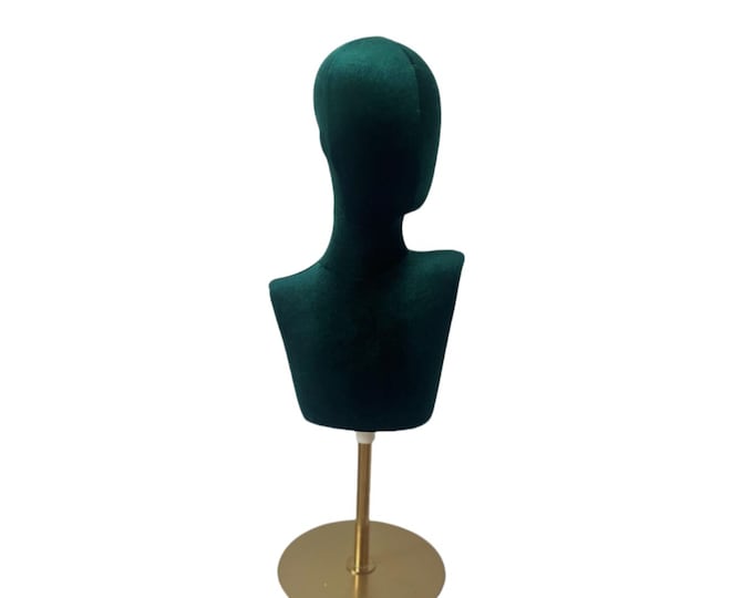 Green Velvet Heavy Wigs Scarf Display Stand Vivi