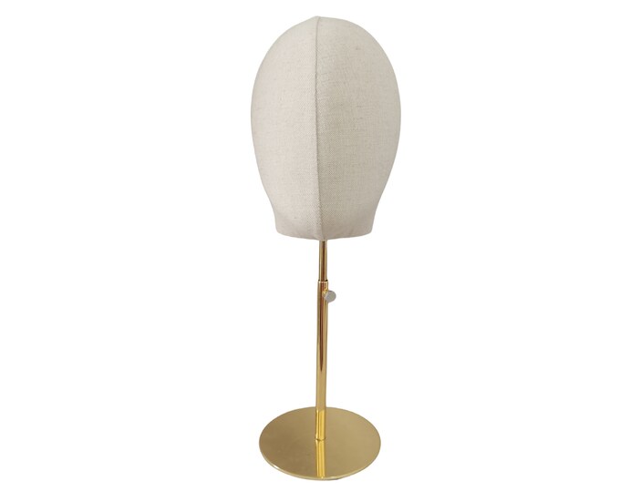 Pinnable Sewing Head Size 57cm Unisex Mannequin Head with Adjustable Gold Base MH02