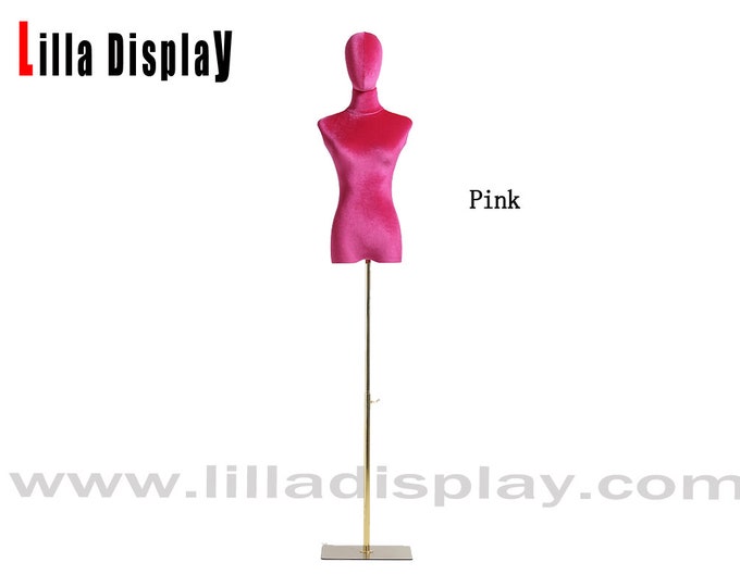 Velvet Dress Form, Adjustable Gold Base, 9 Colors