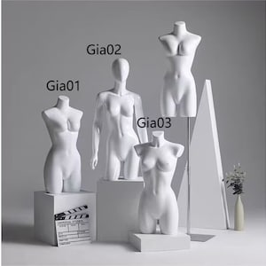 Custom Colors Lingerie Display Underwear Display Adjustable Silver Base Female Mannequins Half Torso Gia
