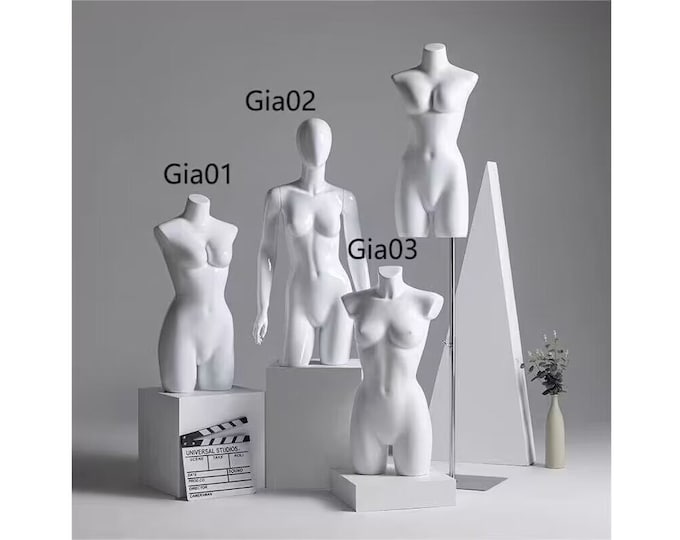 Custom Colors Lingerie Display Underwear Display Adjustable Silver Base Female Mannequins Half Torso Gia