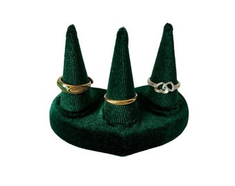 3pcs/Set Dark Green Velvet Rings Display Stand Rose02