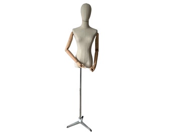 Size 4-12 Linen Half Body Pro Female Dress Form Mannequin w/ Removable Shoulders