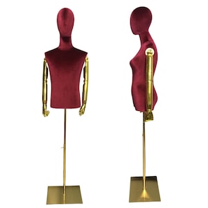 Dark Burgundy Wine Red Velvet Male Mannequin Dress Form VelvetM01