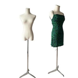 Adjustable Silver Tripod Base White Linen Female Mannequin Dress Form Anya
