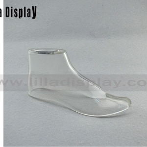 Cheap plexi acrylic hollow style  shoe display foot stand for thongs display and sandals display  flipflops display