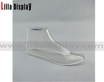 Cheap plexi acrylic hollow style  shoe display foot stand for thongs display and sandals display  flipflops display