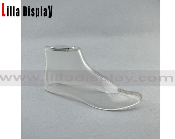 Cheap plexi acrylic hollow style  shoe display foot stand for thongs display and sandals display  flipflops display