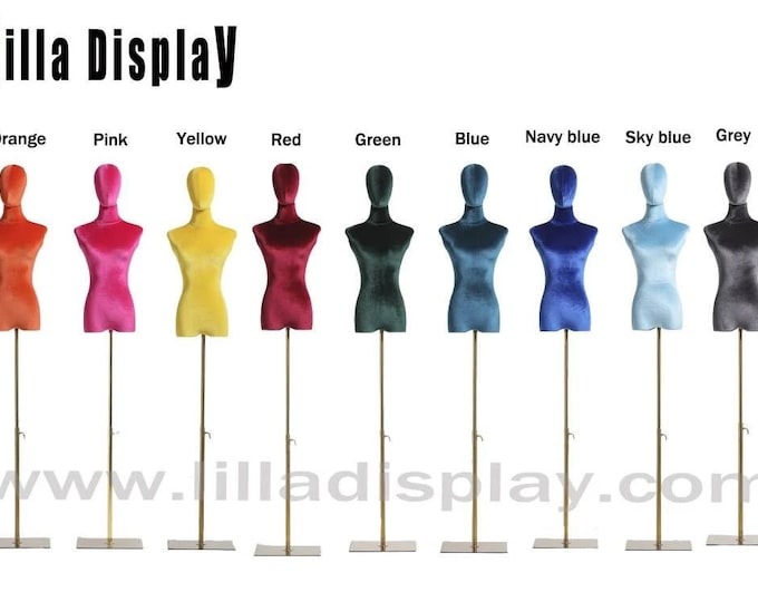 lilladisplay  cheap no arms 9 colors choice adjustable gold base velvet female dress form Sabina
