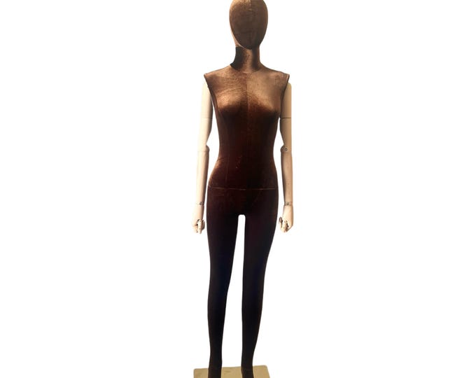 Gold Base Mocha Mousse Brown Color Velvet Full Body Female Mannequin Dress Form Amber01