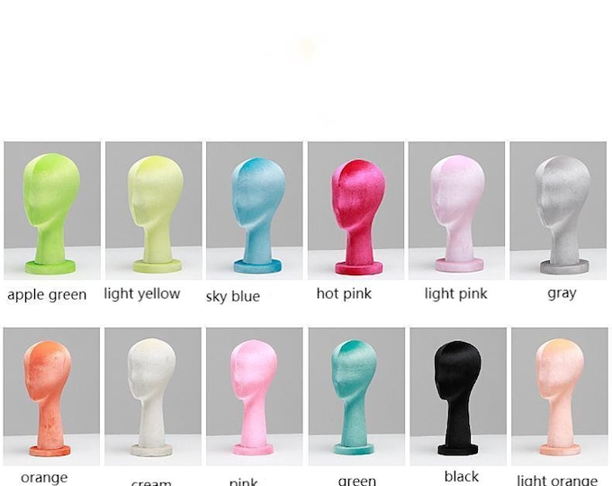 Personalized 99 colors colored 35cm Tall Velvet Female Mannequin Head Julia