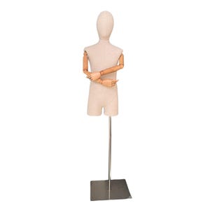 10-12 Years Old Sewing Pinnable Articulated Wooden Arms Linen Child Mannequin Dress Form Teo04