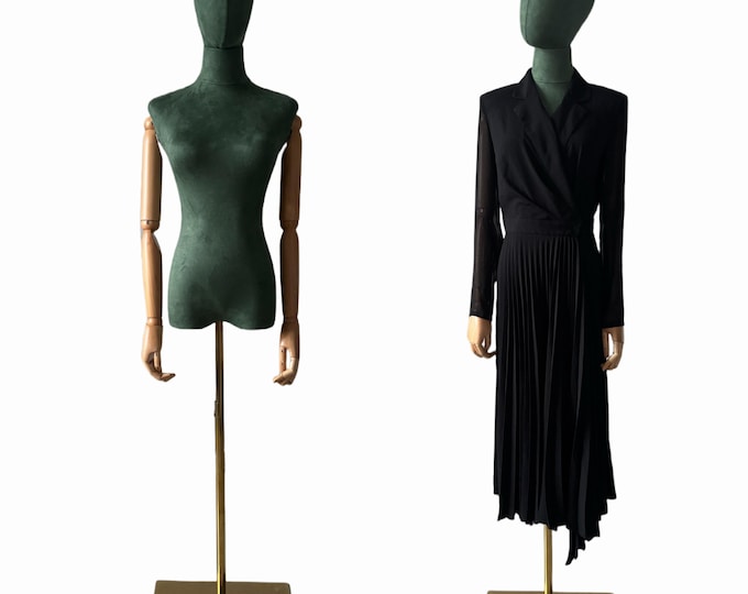 Green Color Suede Velvet Gold Base Female Mannequin Dress Form Giselle
