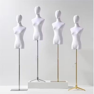 Lilladisplay Bruiloft Winkel Decor Display Verstelbare Gouden Basis Wit Fluwelen Vrouwelijke Etalagepop Jurk Vorm Winnie