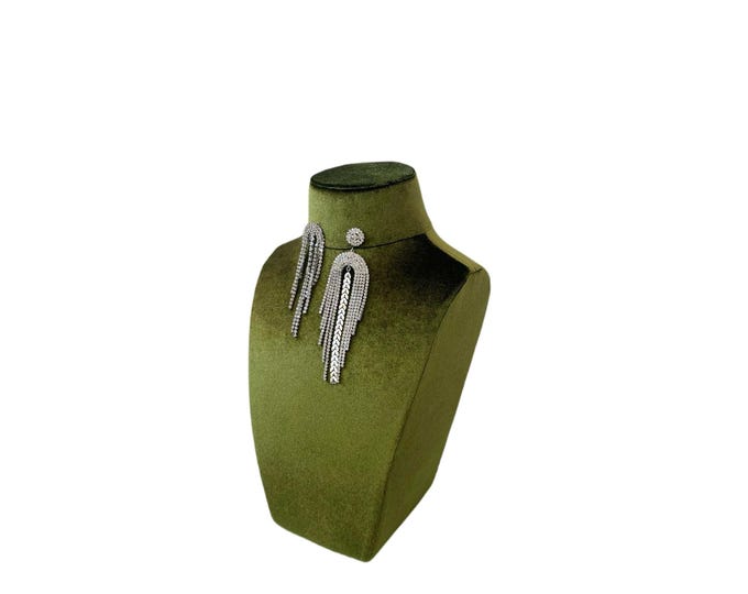 32cm Tall Olive Green Color Freen Stanting Pinnable Jewelry Display Necklace Display Female Mannequin Neck Stand Jade