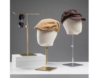 Economy Adjustable Gold Square Base Natural Linen  Head Size 57cm Male Mannequin Head Jack