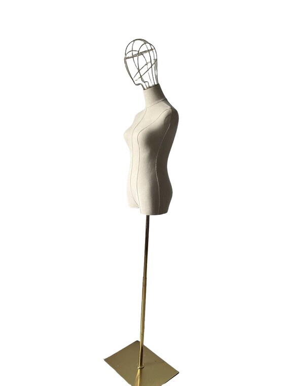 Adjustable Gold Base Gold Wire Head Female Mannequin Dress Form Clara Adjustable Gold Base Gold Wire Head Female Mannequin Dress Form Clara