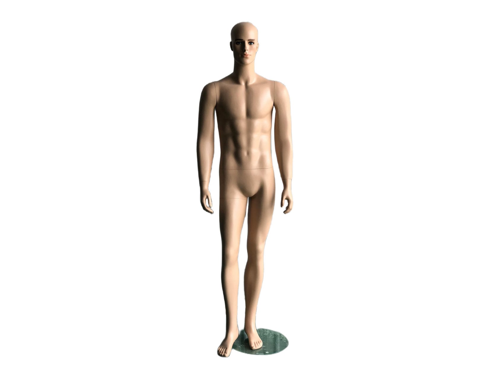 Standing Straight Mens Realistic Face Fleshtone Full Body Mannequin With  Base KM26F 