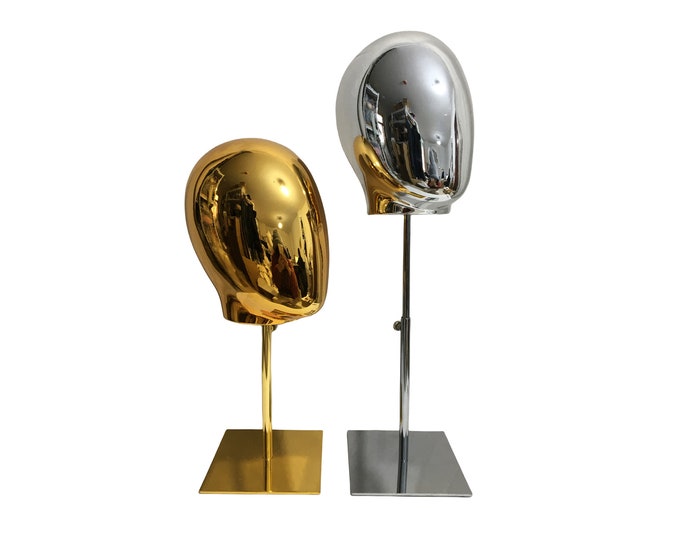 Adjustable Gold Base Gold Chrome Male Mannequin Head Carter