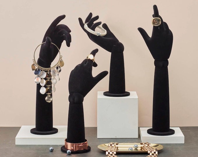 Gray Coated Velvet Flexible Palm Female Mannequin Head HD03