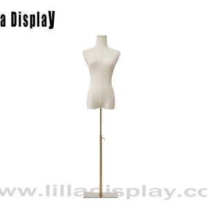Adjustable Base Natural Linen Female Mannequin Dress Form Torso Naomi