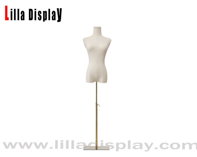 Adjustable Base Natural Linen Female Mannequin Dress Form Torso Naomi