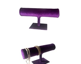 Purple Velvet Bracelet Watch Holder Stand BR01