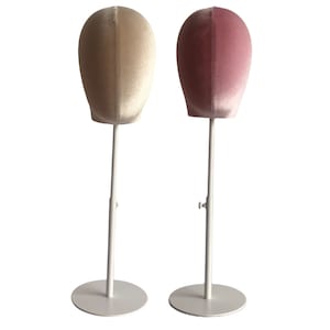 Cabeça de manequim feminina rosa claro com base branca ajustável Jessy