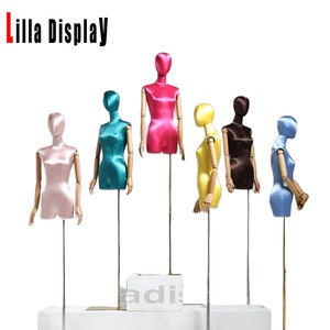 lilladisplay adjustable 9 colors silk female dress form with articulated wooden arms Jane