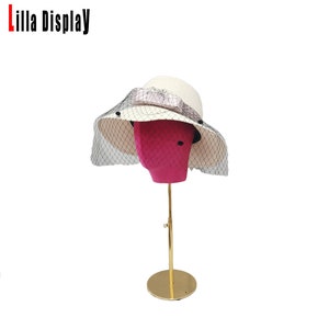 Cabeça de manequim feminino VELUDO com rosto abstrato de cores personalizadas com orelhas Lucy