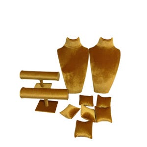 ゴールドカラーベルベットジュエリーストアネックレスディスプレイブレスレットディスプレイスタンド JS01