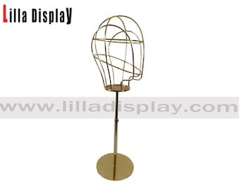 lilladisplay hauteur réglable base en or fil d'or tête de mannequin femme L03