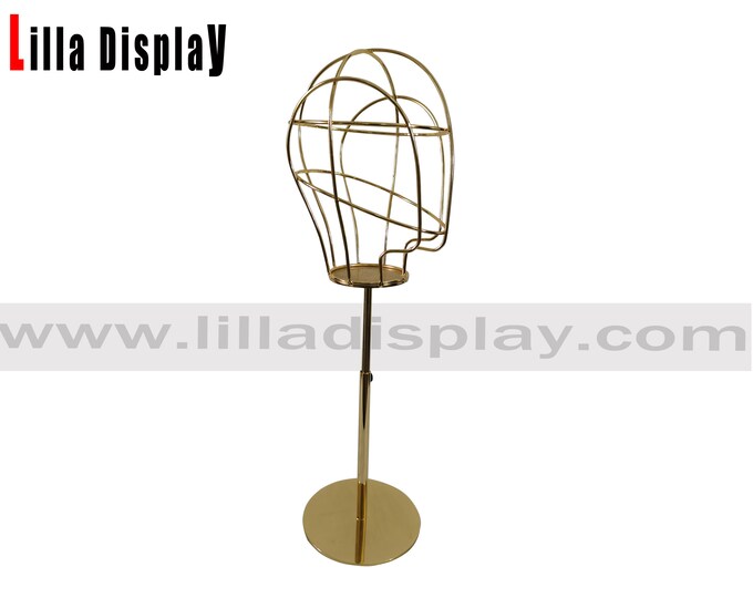 lilladisplay adjustable height gold base gold wire female mannequin head L03