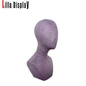 Lilladisplay Lavender Color Suede Velvet Pinnable Sewing Mannequin Head With Shoulders Judy