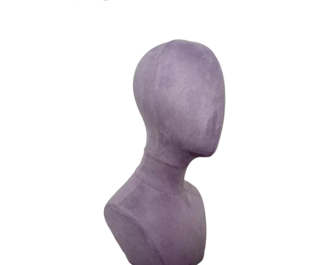 Lilladisplay Lavender Color Suede Velvet Pinnable Sewing Mannequin Head With Shoulders Judy