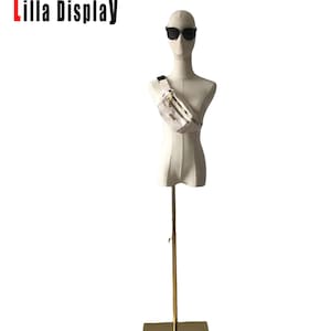 Lilladisplay ゴールド スクエア Basae 抽象顔 ナチュラル リネン 女性マネキン ドレス フォーム Ada