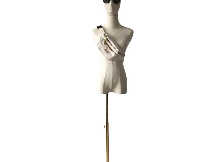 Lilladisplay Gold Square Basae Abstract Face Natural Linen Female Mannequin Dress Form Ada