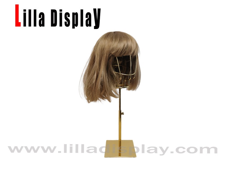 lilladisplay hauteur réglable base en or fil d'or tête de mannequin femme L03 image 2