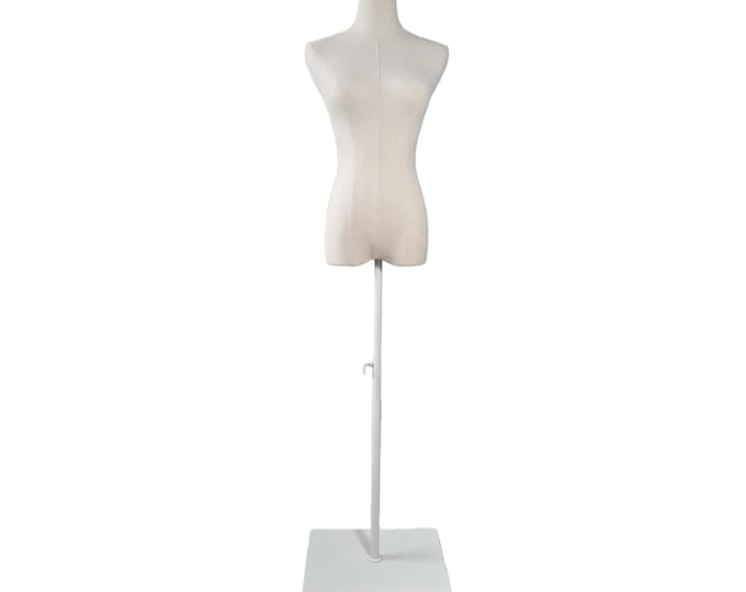 Retail Store White Base Linen Female Mannequin Dress Form Blanca: White Metal Neckcap